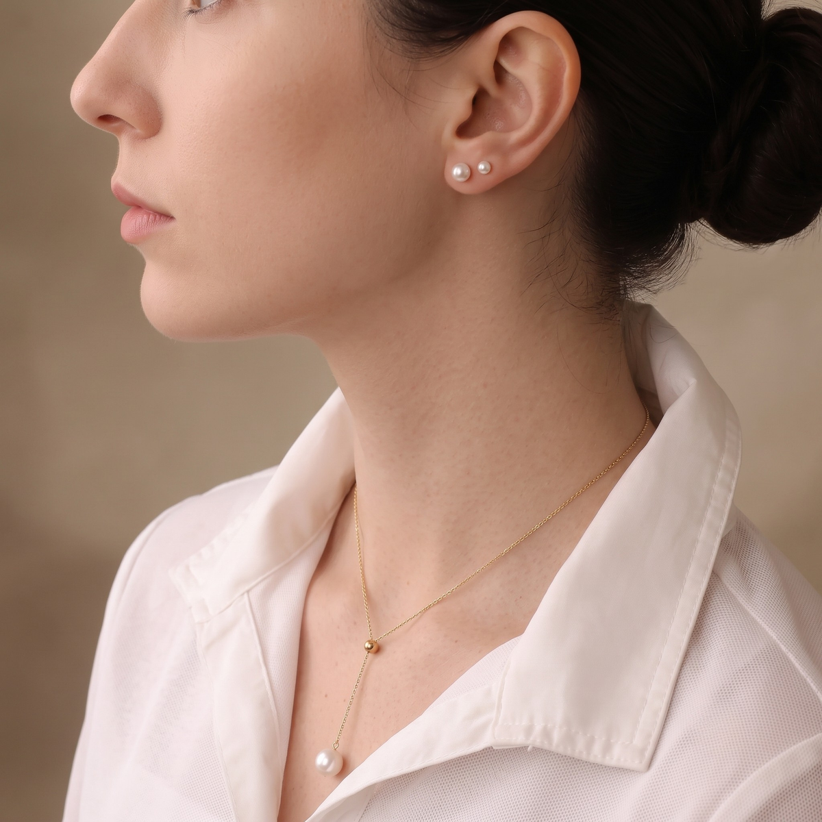 18K Solid Gold 9–9.5mm Edison Freshwater Pearl Y-Lariat Necklace