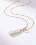 Unique Long Teardrop Baroque Pearl Pendant, Natural Large Pearl Necklace