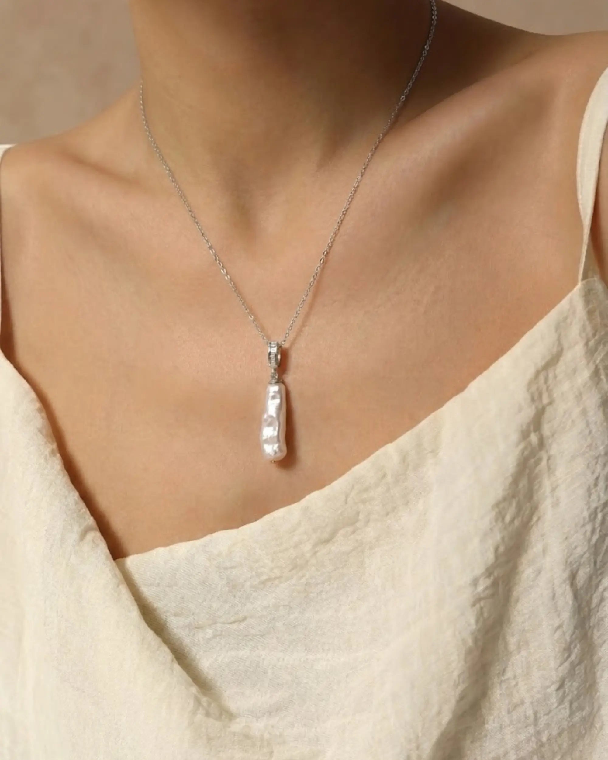 Natural Long Teardrop Baroque Pearl Pendant