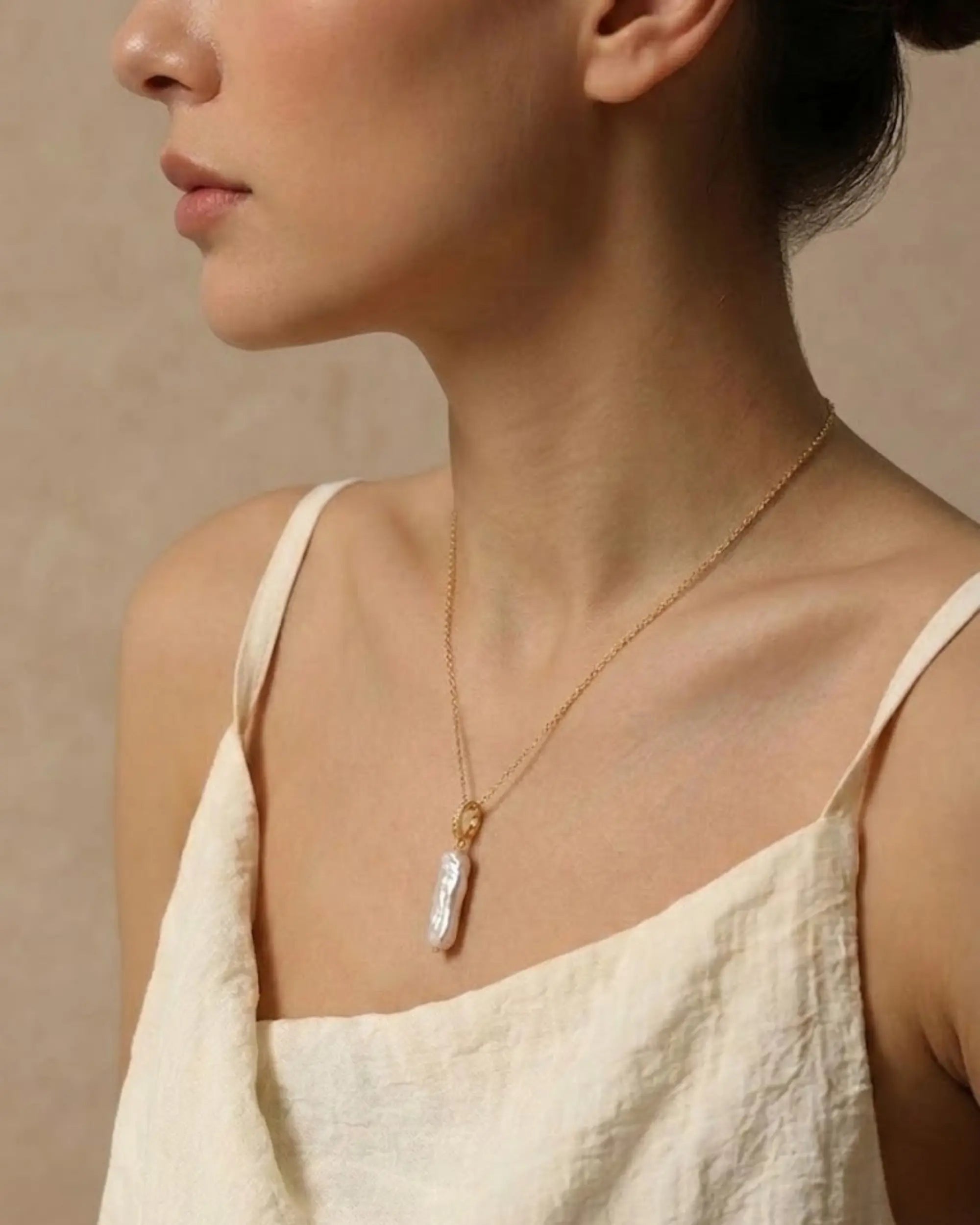 Natural Long Teardrop Baroque Pearl Pendant