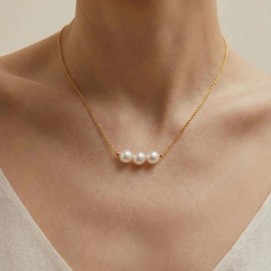 7-7.5mm 18K Gold Japanese Akoya Pearl Necklace