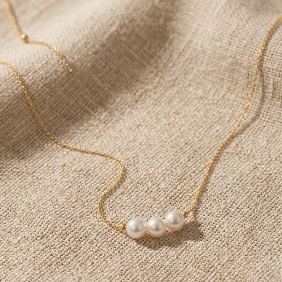 7-7.5mm 18K Gold Japanese Akoya Pearl Necklace