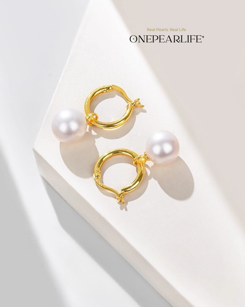 Elina – AAA Quality Natural Freshwater White Pearl Convertible Earrings | 8–8.5mm | 925 Sterling Silver or 18K Gold Vermeil Onepearlife