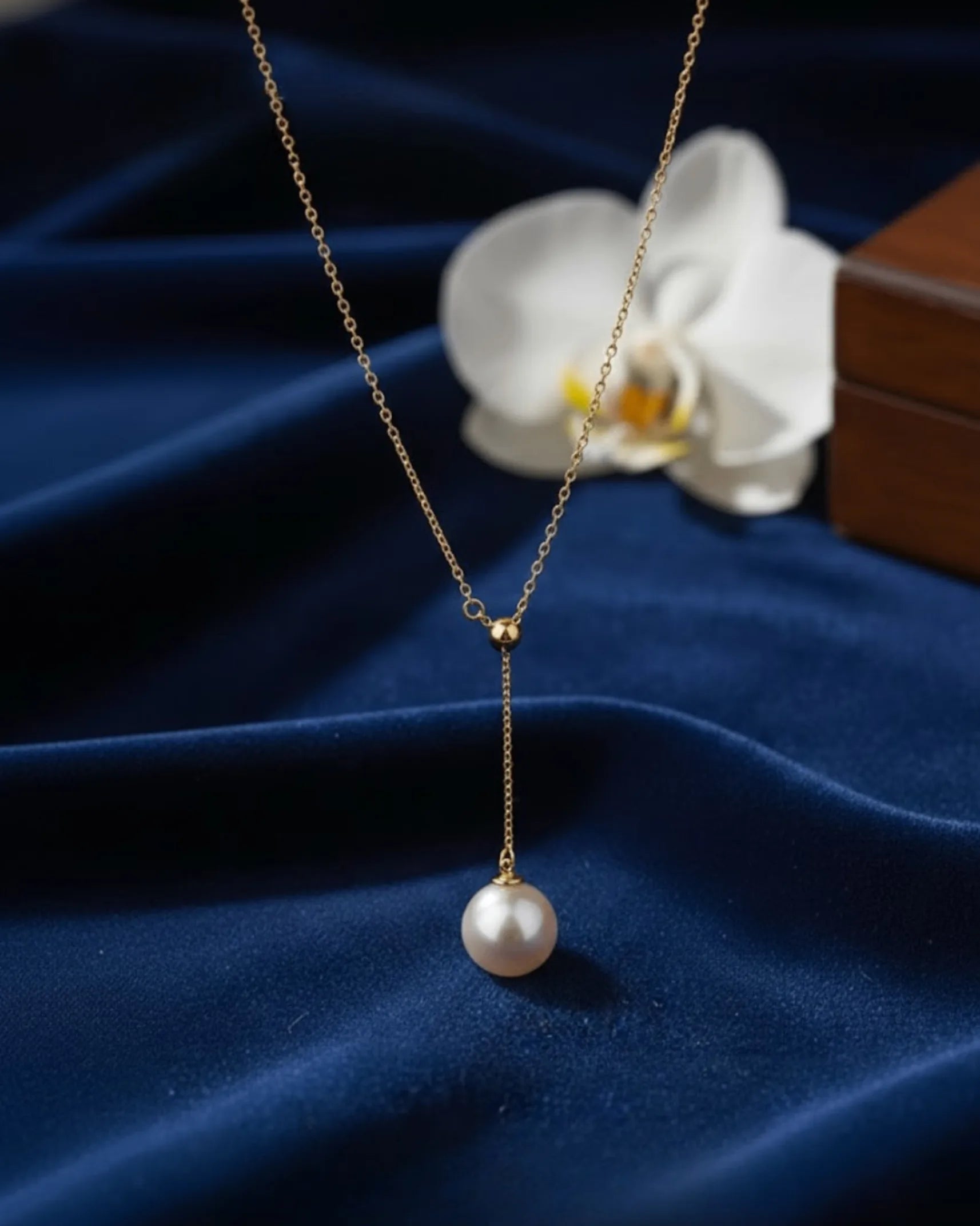 Célinea - AAA+ Japanese Akoya Pearl Y-Necklace in 18K Solid Gold
