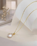 Elysia – AAA Quality Natural Baroque Button Pearl Necklace Pendant