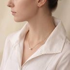 Everyday Solid 18K Gold Floating Akoya Pearl Necklace, 7-7.5mm Japanese Akoya Pearl Pendant for Daily Wear