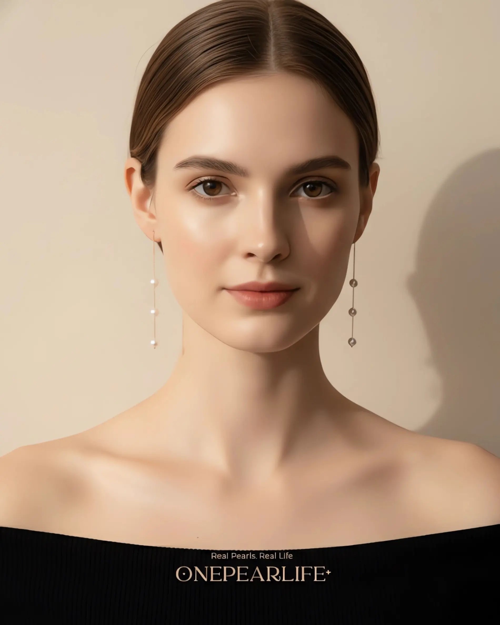 Faye – AAA Natural Freshwater Pearl Threader Earrings | 18K Solid Gold