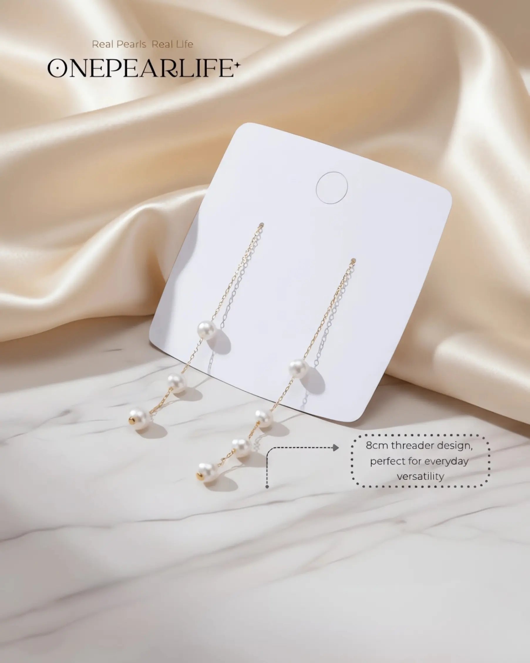 Faye – AAA Natural Freshwater Pearl Threader Earrings | 18K Solid Gold