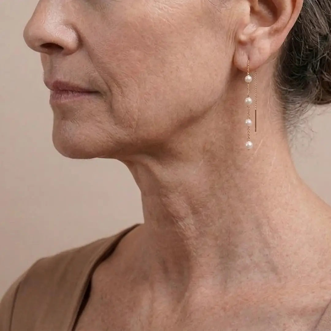 4-4.5mm 18K Gold Japanese Akoya  Pearl Drop Earrings