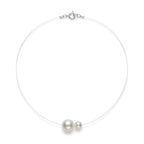 5-7.5mm Freswater Pearl Floating Solitaire Necklace with Invisible Chain