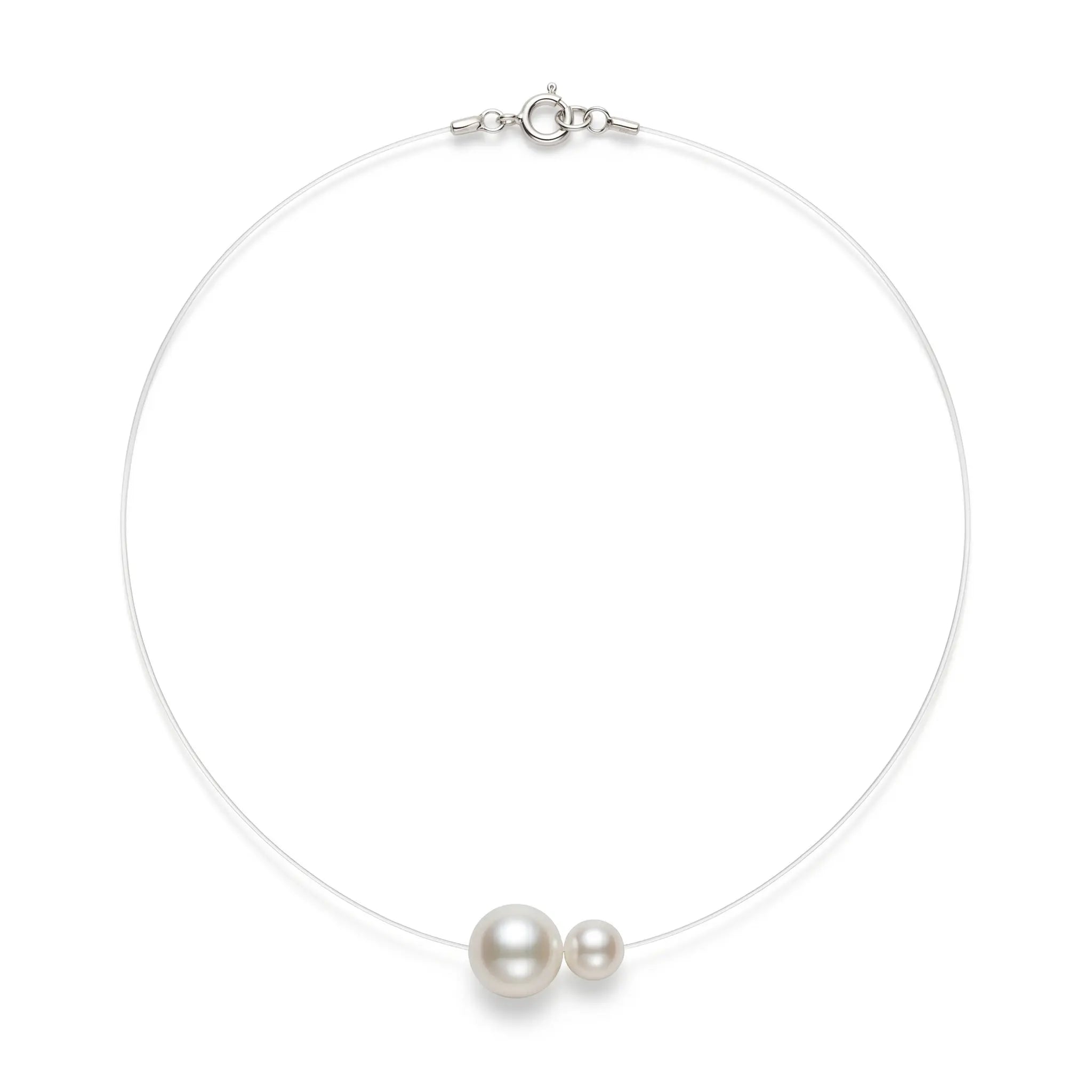 5-7.5mm Freswater Pearl Floating Solitaire Necklace with Invisible Chain