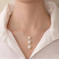 7-9.5mm Premium Freshwater Floating Solitaire Pearl Necklace with Invisible Chain