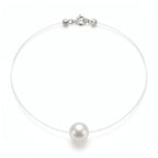 7-9.5mm Premium Freshwater Floating Solitaire Pearl Necklace with Invisible Chain