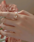 Flutter – AAA Natural Freshwater Pearl 18K Gold Vermeil Open Ring