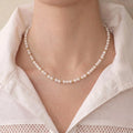 5-5.5mm Pearl Choker with 18K Solid Gold Beads Luxury Gift for Her