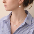7-7.5mm Geometric Pearl Hoop Earrings, Elegant Everyday U-Shaped Pearl Dangle Drop Earrings