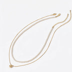 Versatile 2-Piece Set: Dainty Gold Bead and Freshwater Pearl Layering Necklace
