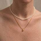 Versatile 2-Piece Set: Dainty Gold Bead and Freshwater Pearl Layering Necklace