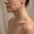 Versatile 2-Piece Set: Dainty Gold Bead and Freshwater Pearl Layering Necklace