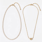 Versatile 2-Piece Set: Dainty Gold Bead and Freshwater Pearl Layering Necklace
