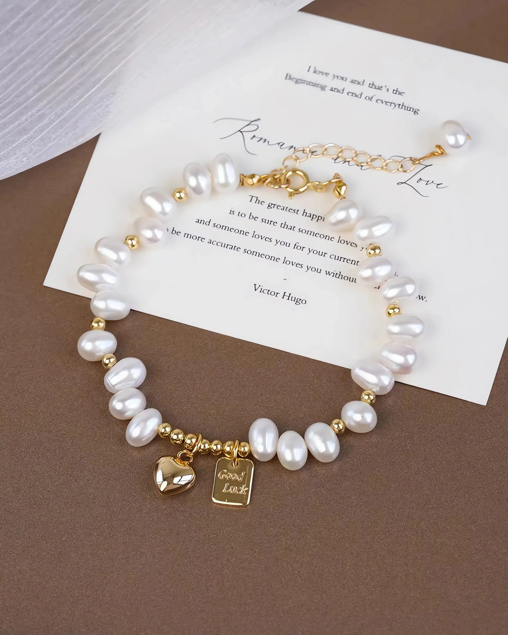 Good Luck – AAA Natural Baroque Rice Pearl Asymmetrical Bracelet