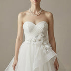 Premium AAA freshwater pearls radiating exceptional cold-white luster, bringing modern brightness to a glowing bride
