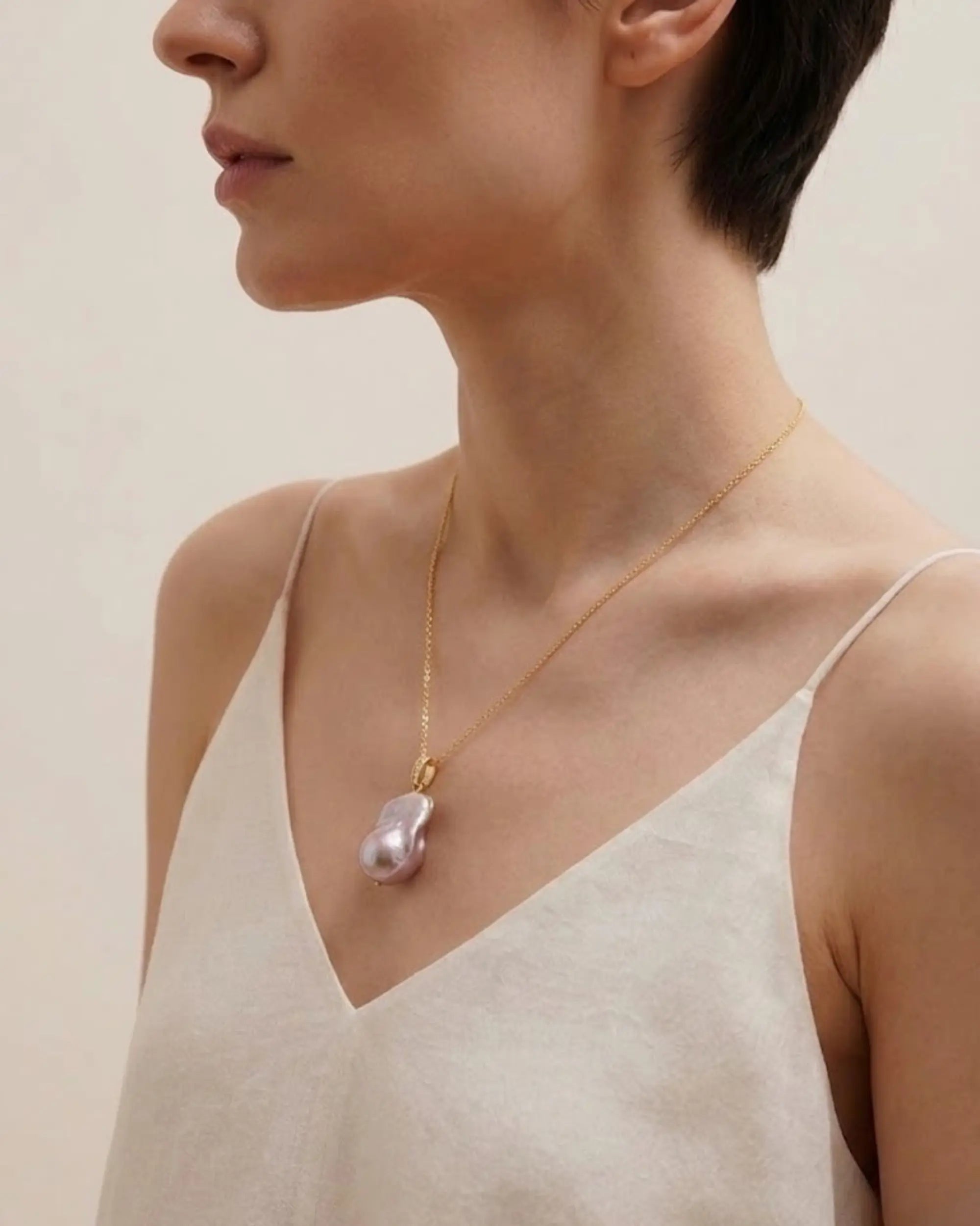 Unique Iridescent Purple Baroque Pearl Necklace