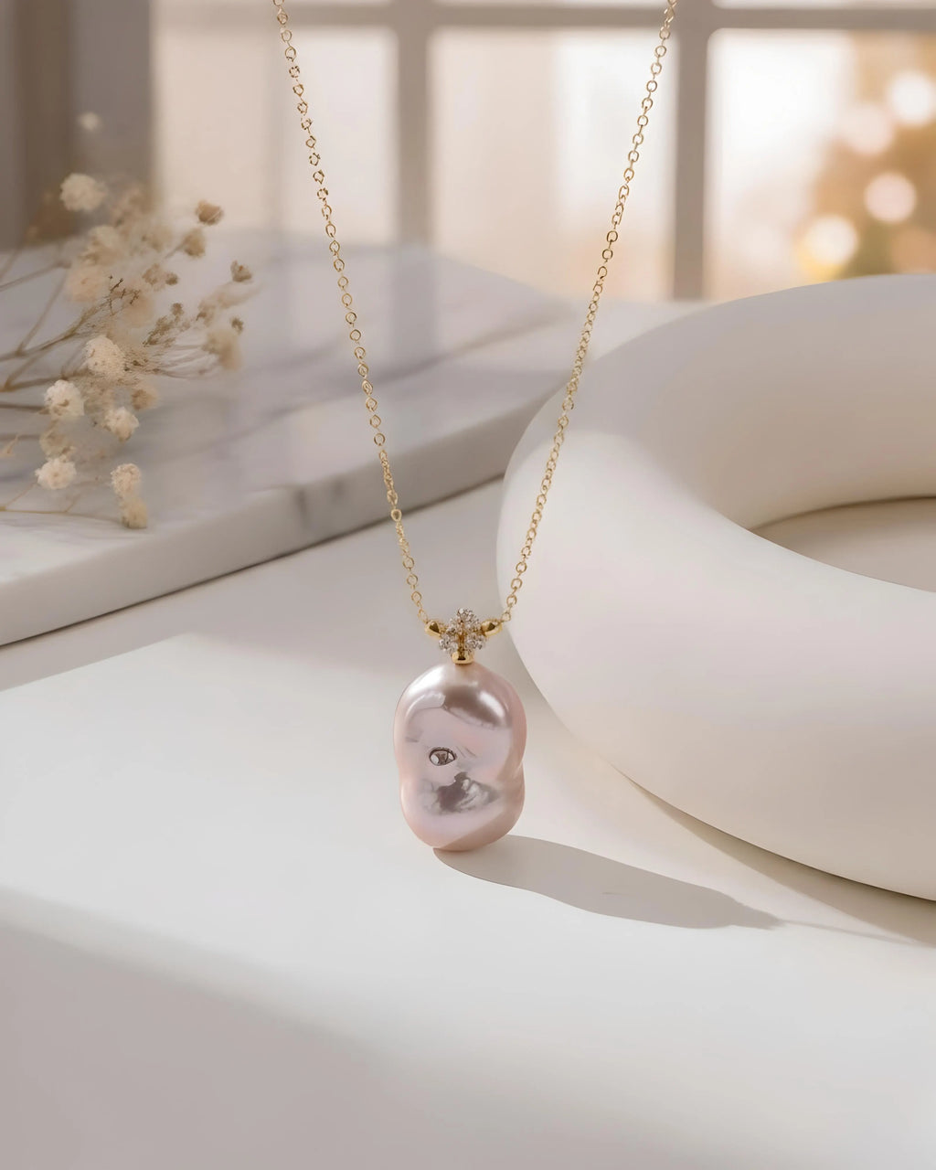 Isla – AAA Natural Baroque Iridescent Purple Pearl Pendant Necklace