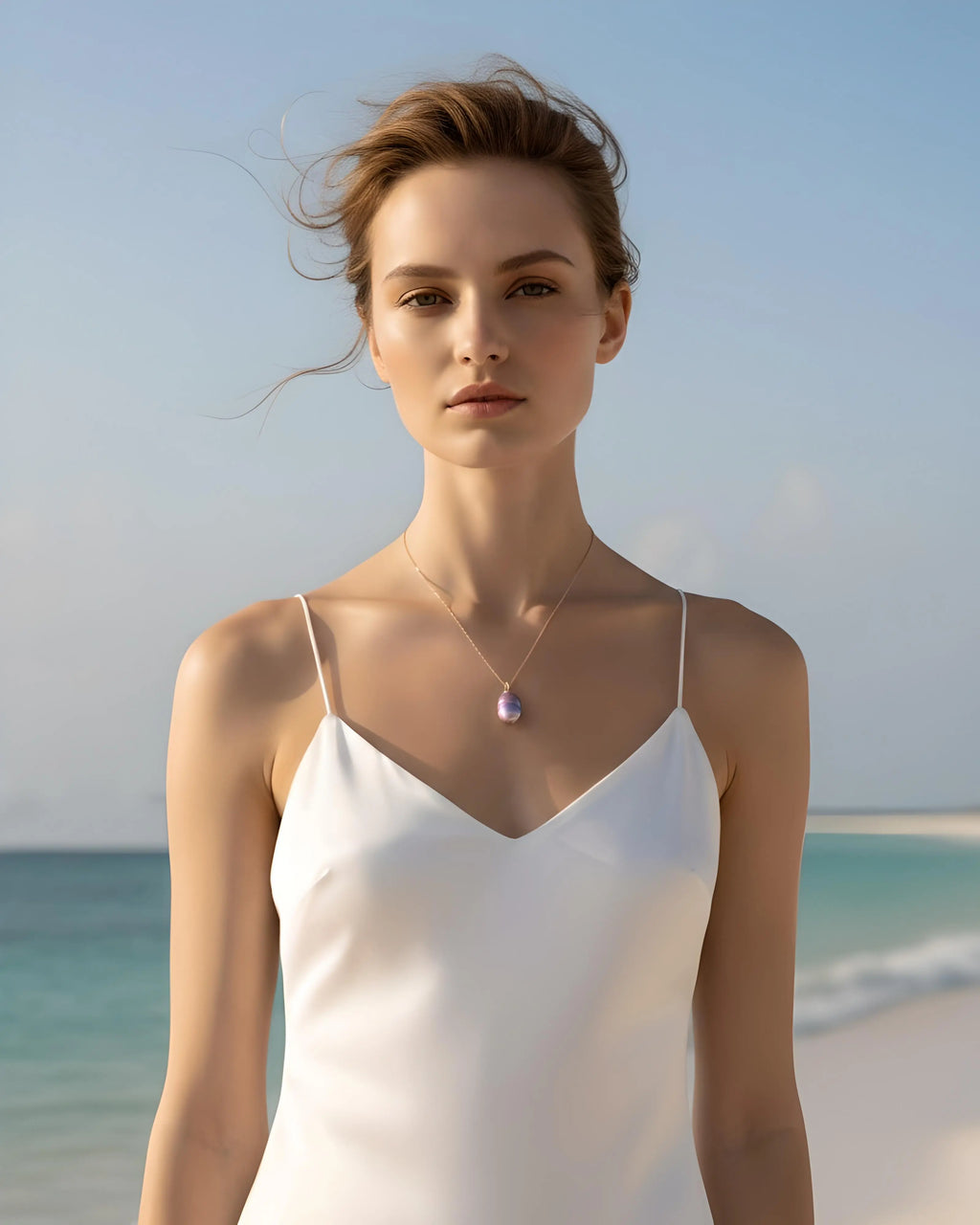 Isla – AAA Natural Baroque Iridescent Purple Pearl Pendant Necklace