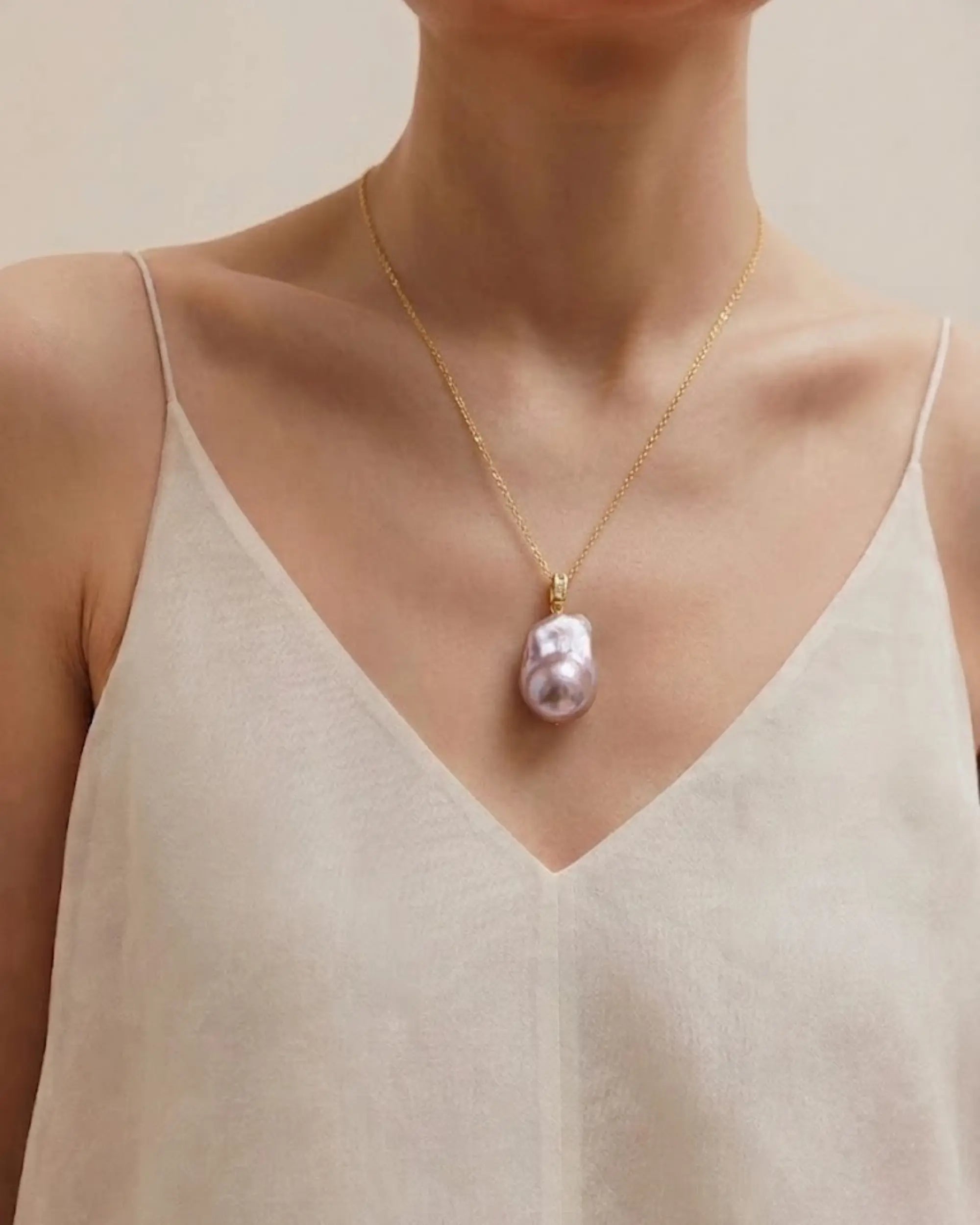 Unique Iridescent Purple Baroque Pearl Necklace