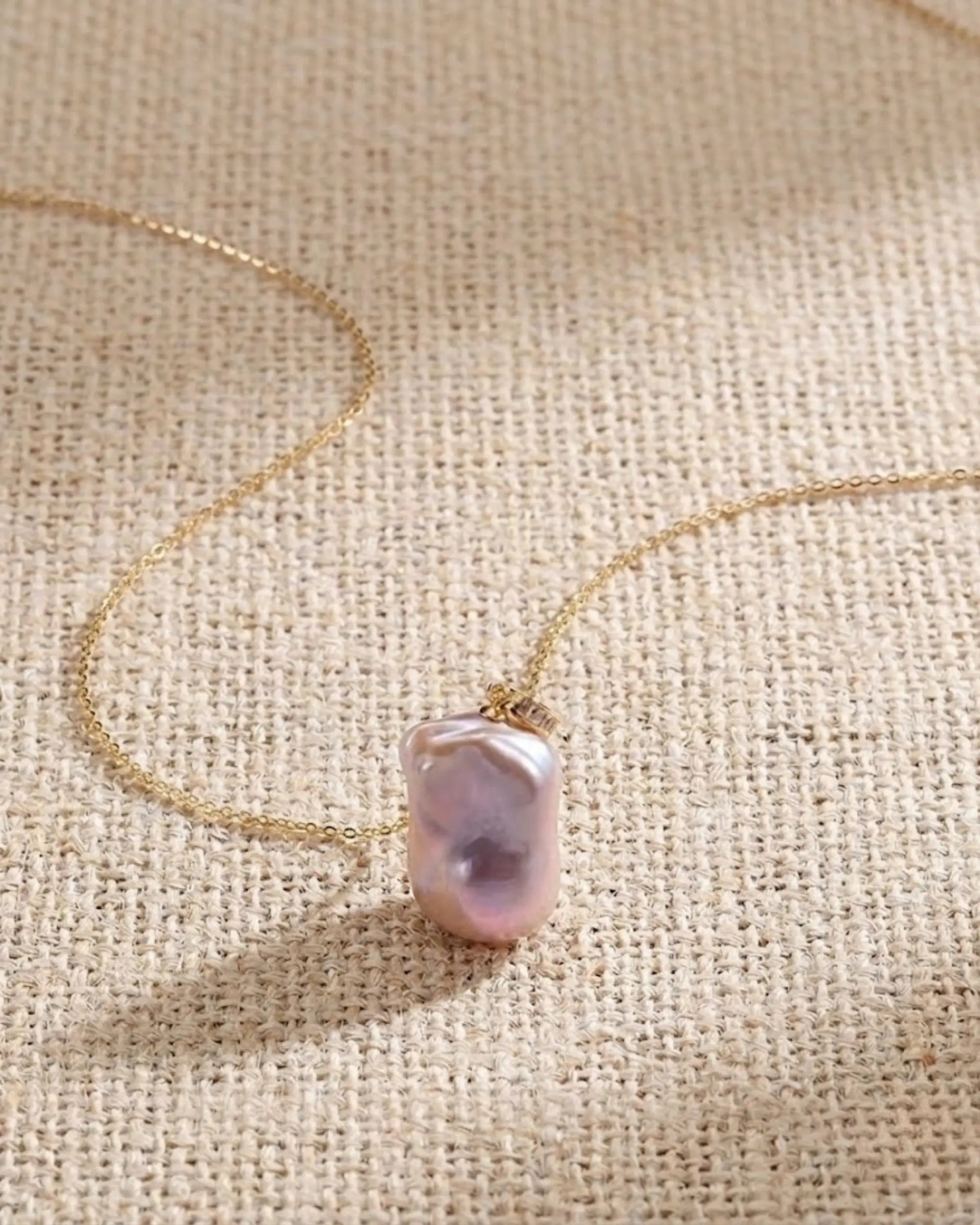 Unique Iridescent Purple Baroque Pearl Necklace