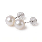 3-7.5mm 18K White Gold Japanese Akoya Pearl Stud Earrings