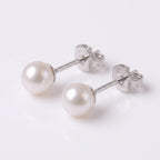 3-7.5mm 18K White Gold Japanese Akoya Pearl Stud Earrings