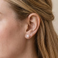 3-7.5mm 18K White Gold Japanese Akoya Pearl Stud Earrings