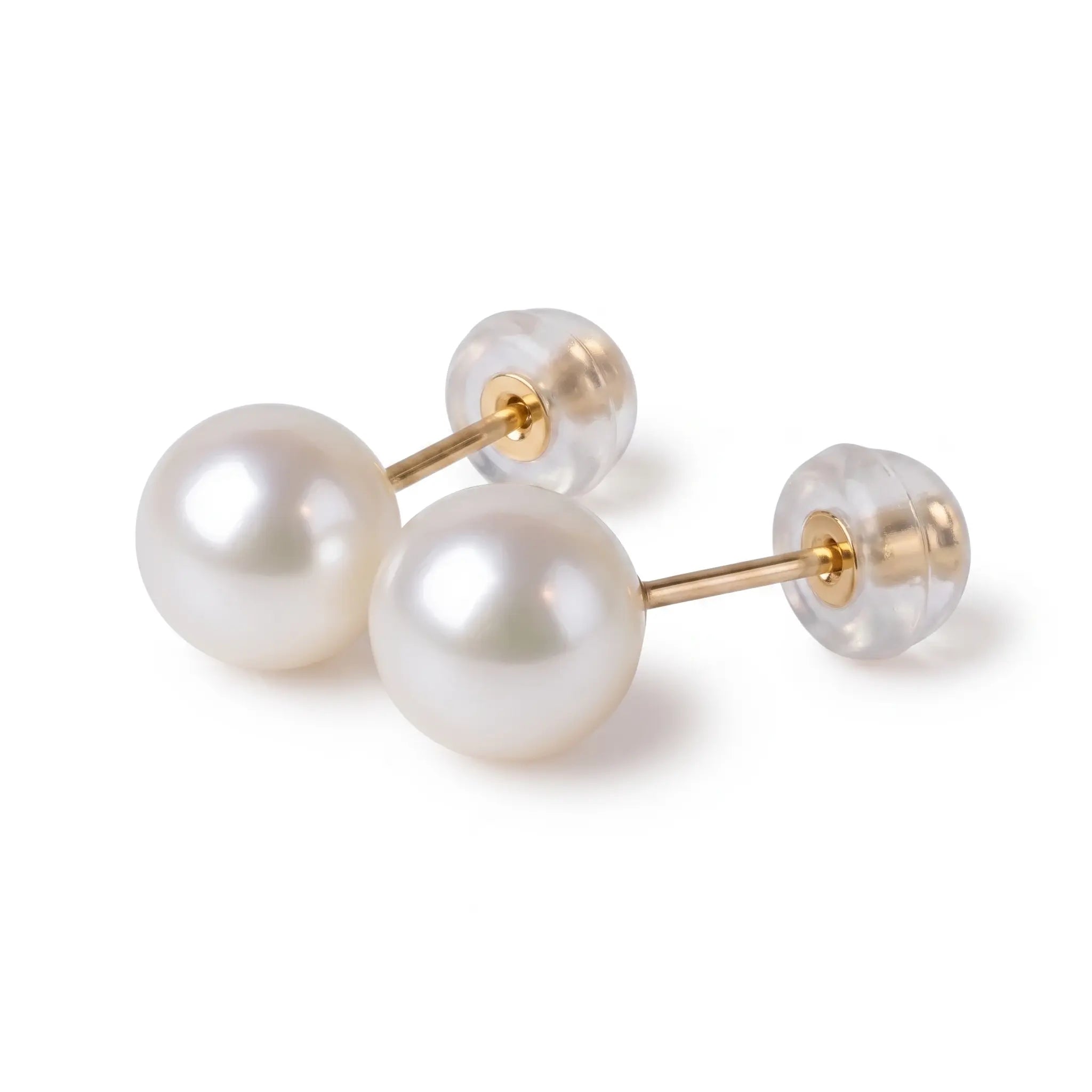 18K Solid Gold Freshwater Pearl Stud Earrings | 3-7.5mm Hypoallergenic Earrings