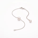 7-7.5mm Japanese Akoya Pearl Solitaire Chain Bracelet in 925 Sterling Silver