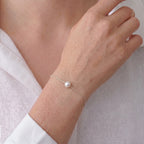 7-7.5mm Japanese Akoya Pearl Solitaire Chain Bracelet in 925 Sterling Silver