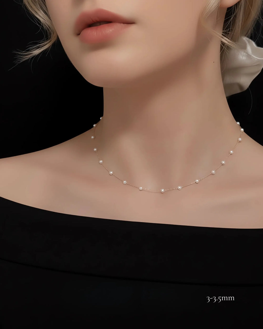 Joy – Petite 18K Solid Gold AAA Natural Pearl Station Necklace