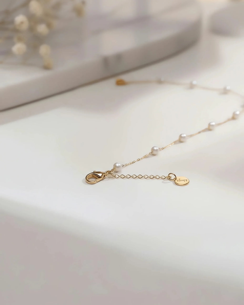 Joy – Petite 18K Solid Gold AAA Natural Pearl Station Necklace