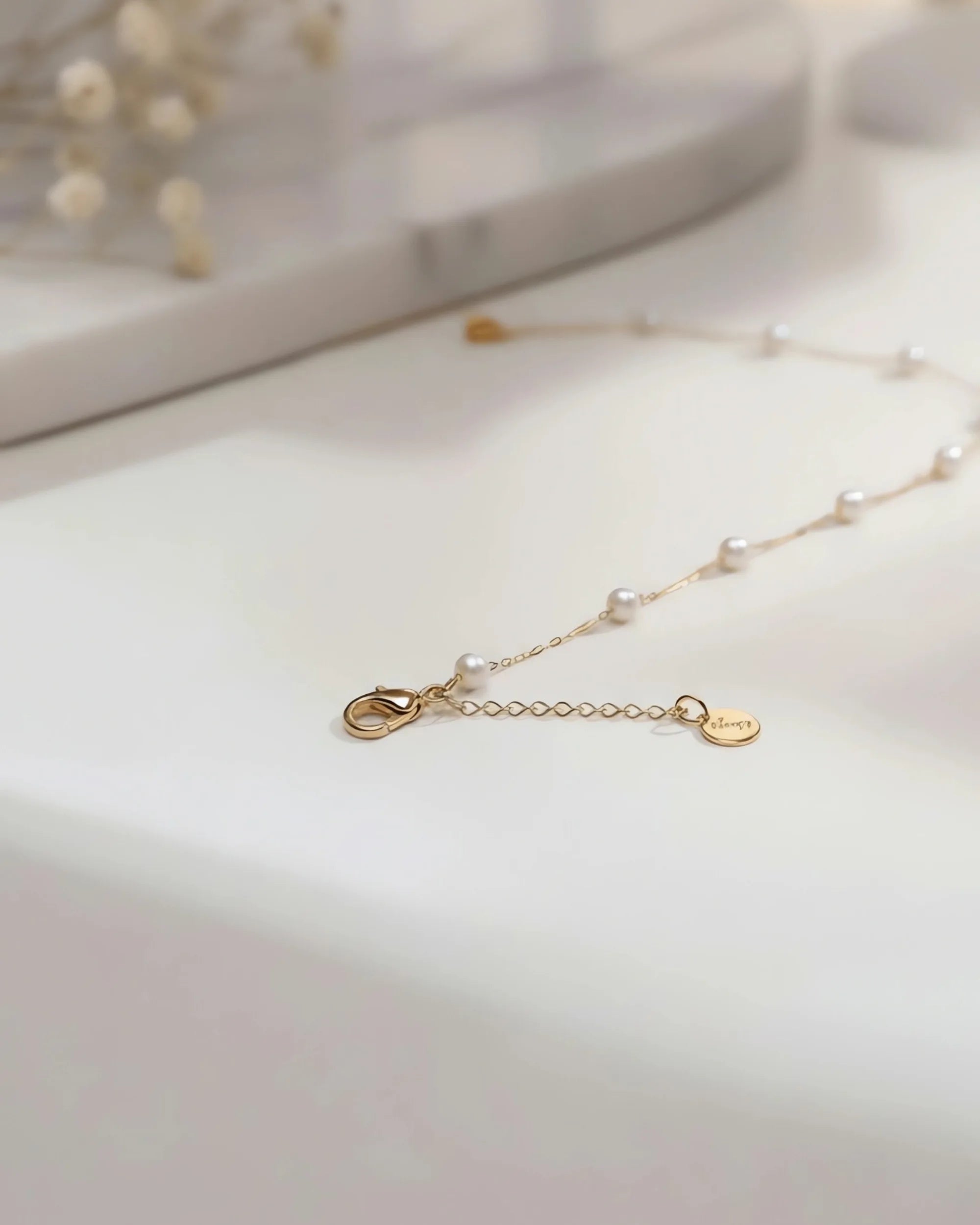 Joy – Petite 18K Solid Gold AAA Natural Pearl Station Necklace