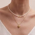 Versatile 2-Piece Set: Gold Pearl & Heart Layering Necklace