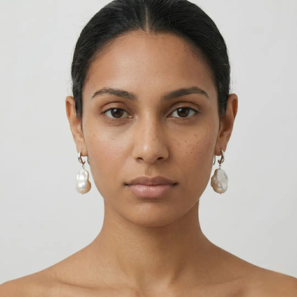 Bold Baroque Pearl Earrings, 14x19mm with Reinforced Thickened Hooks, 925 Silver