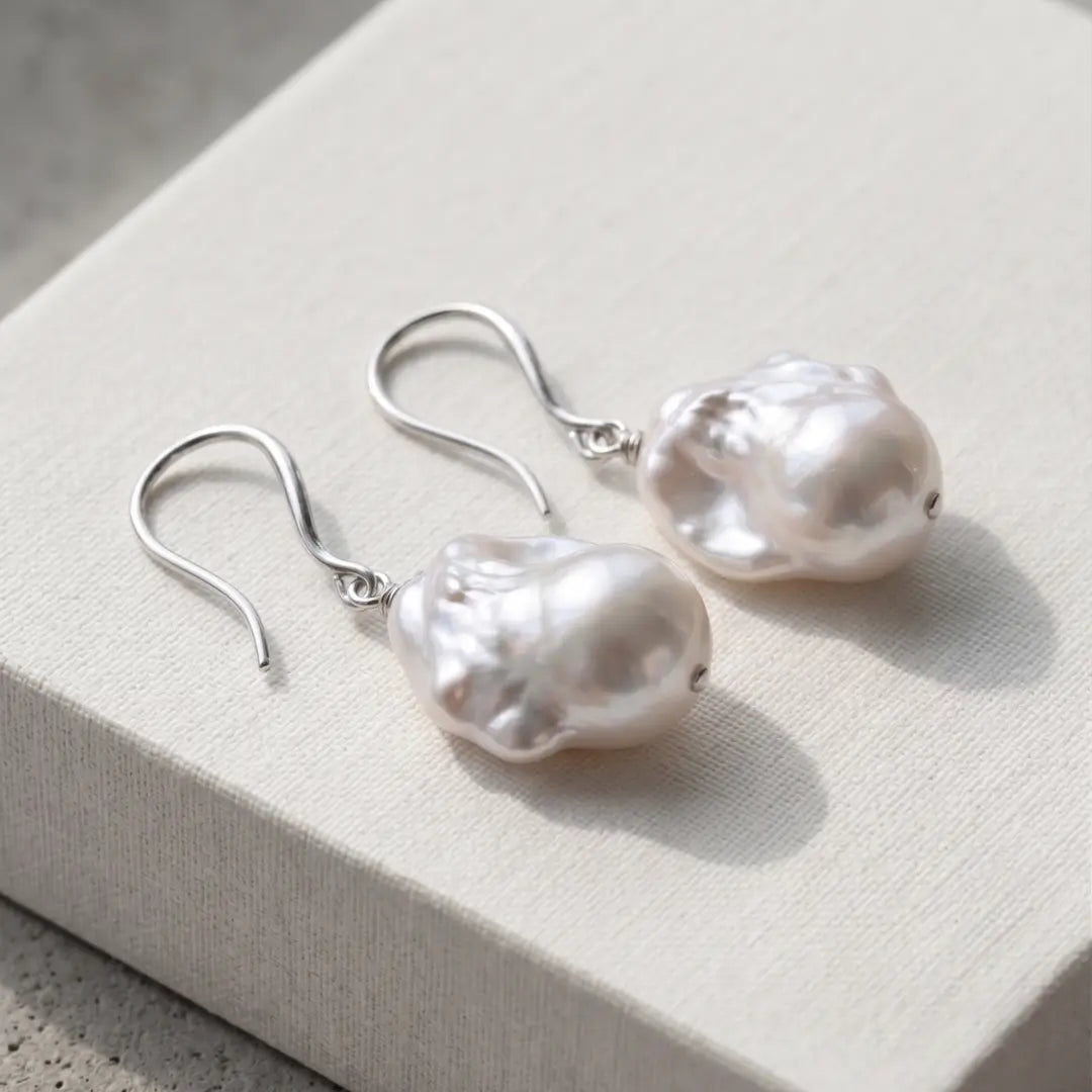 Bold Baroque Pearl Earrings, 14x19mm with Reinforced Thickened Hooks, 925 Silver