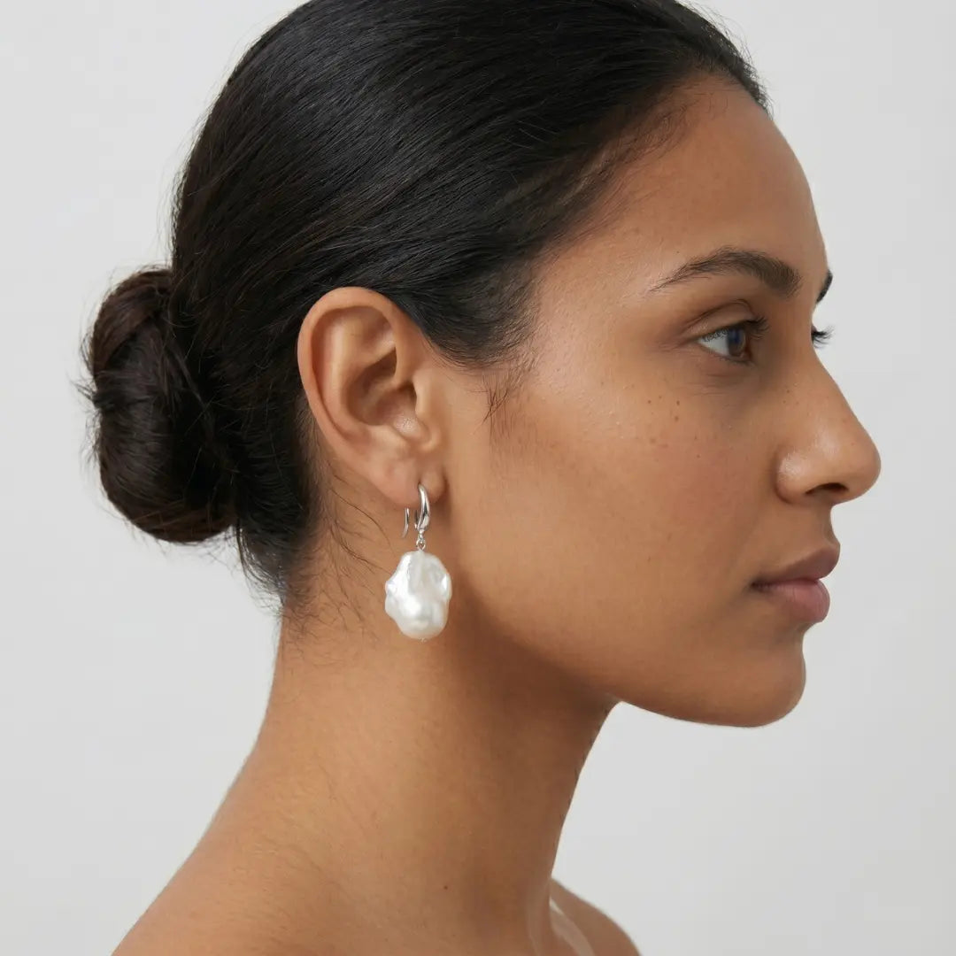 Bold Baroque Pearl Earrings, 14x19mm with Reinforced Thickened Hooks, 925 Silver