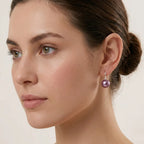 Lustrous Lavender Edison Pearl Drops | 925 Silver Rhodium Minimalist Hooks