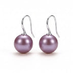 Lustrous Lavender Edison Pearl Drops | 925 Silver Rhodium Minimalist Hooks