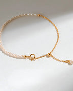 LINEAR - 18K Solid Gold & AAA Seed Asymmetrical Design Pearl Bracket