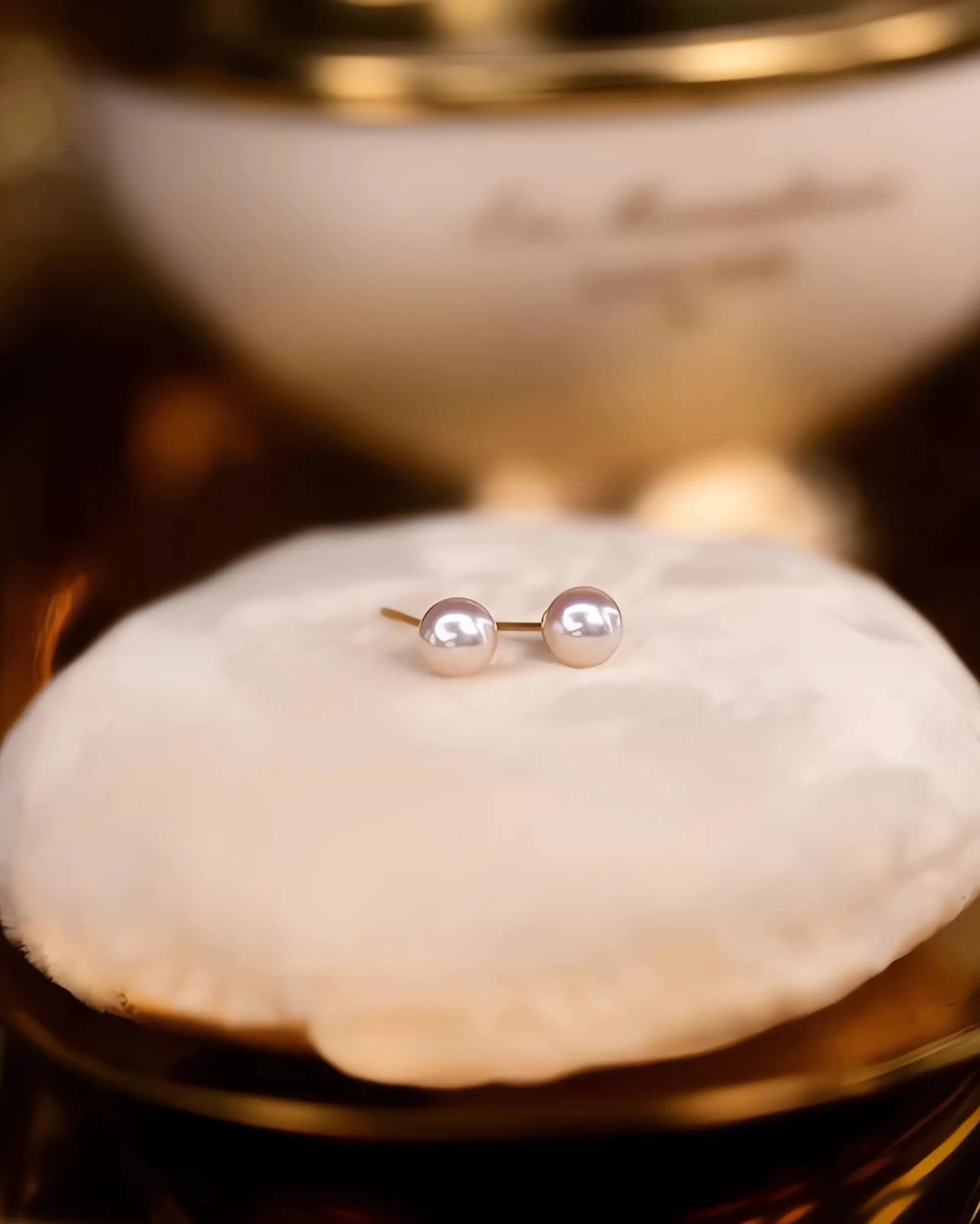 Lira – AAA+ Mini Japanese Akoya White Pearl Stud Earrings | 3–4.5mm | 18K Solid Gold
