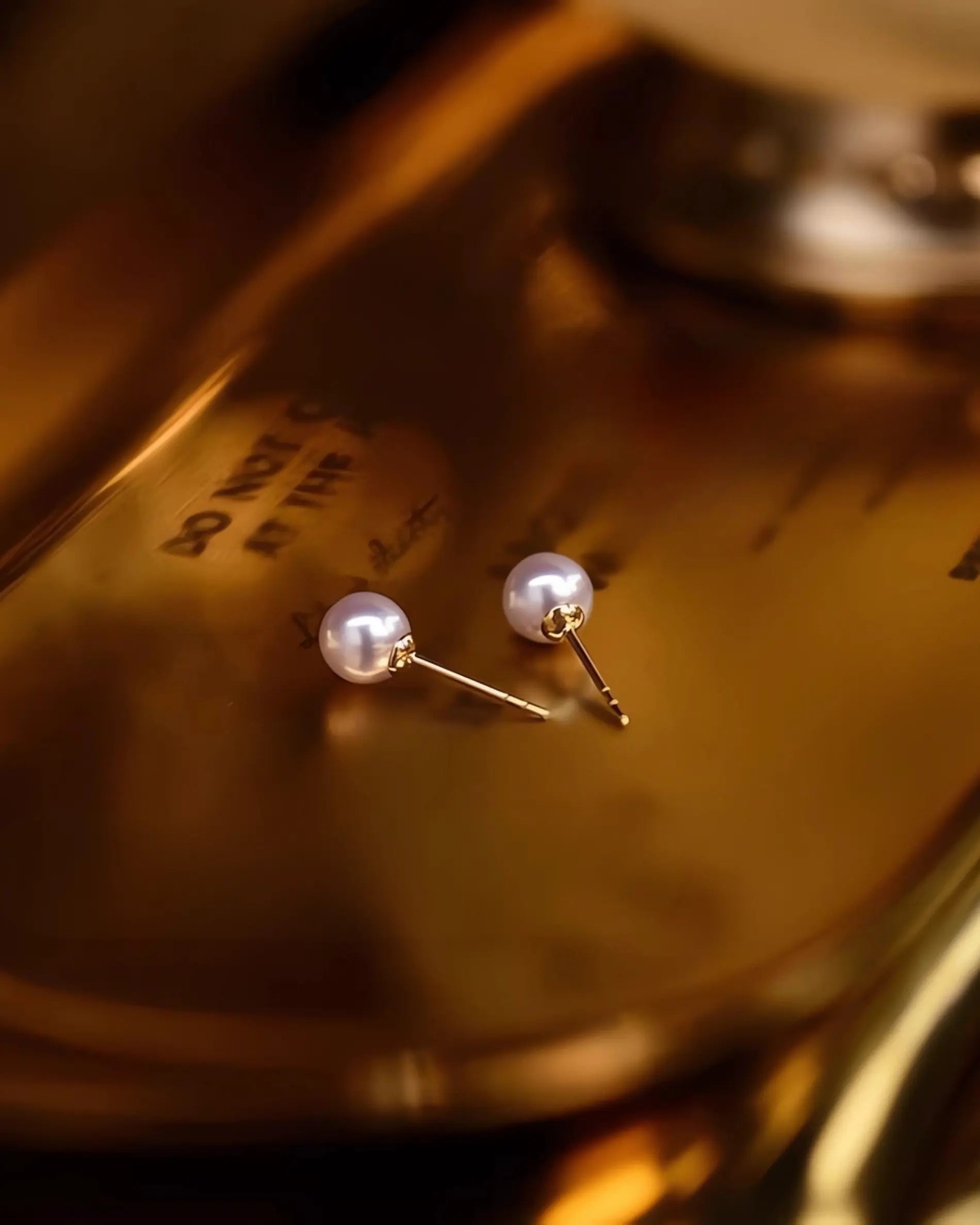 Lira – AAA+ Mini Japanese Akoya White Pearl Stud Earrings | 3–4.5mm | 18K Solid Gold