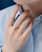 Tiny Planet - Minimalist AAA+ Akoya Pearl Sterling Silver Open Ring